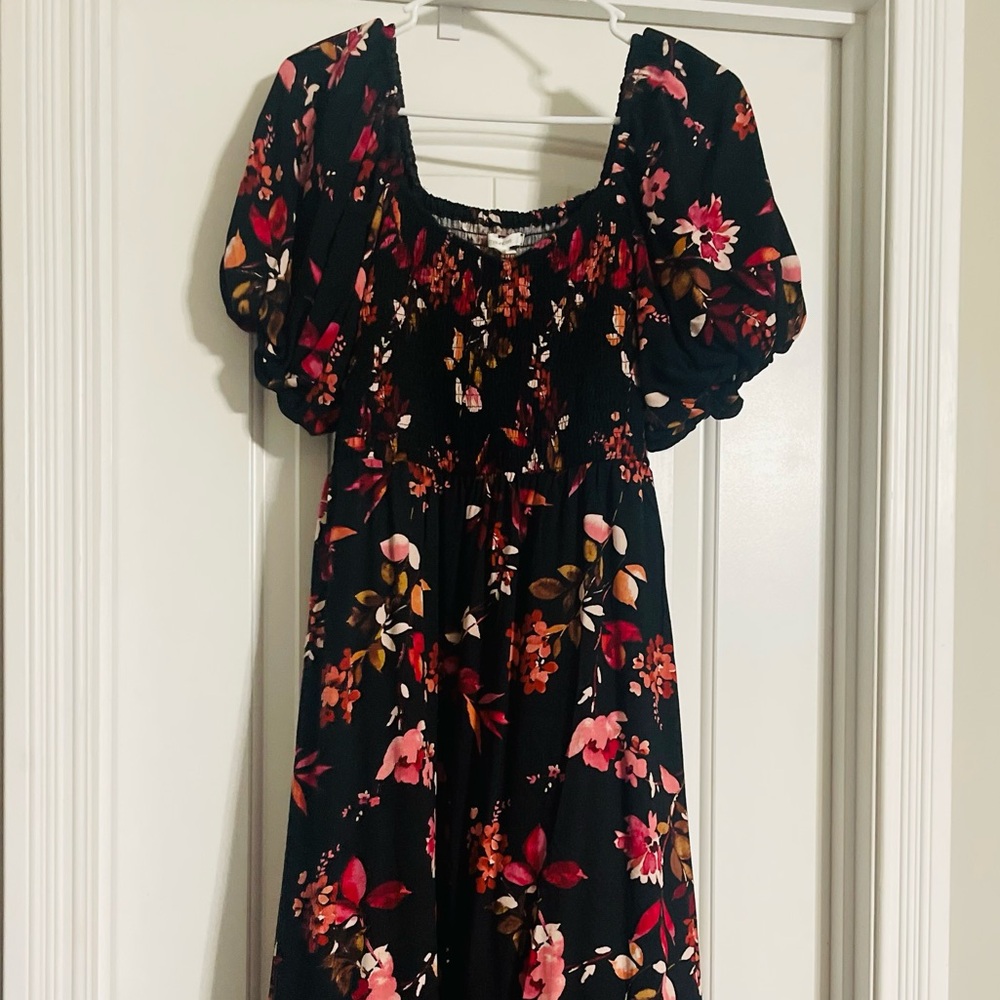 Maurices Red and Pink Smocked Maxi Dress ✨NWOT✨